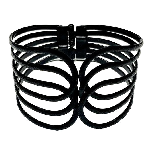 Black Overlap Cuff Bracelet