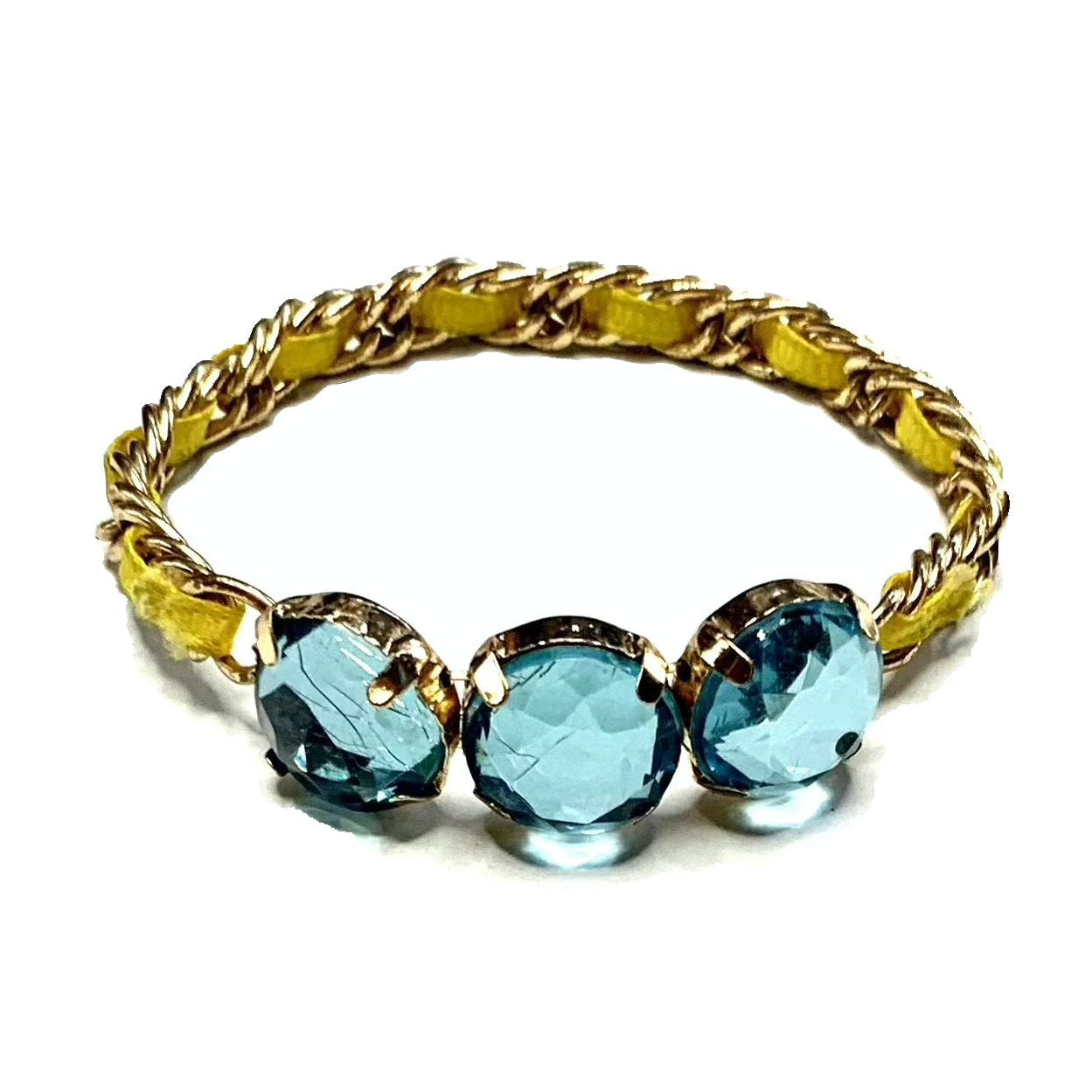 Blue Crystals & Yellow Ribbon Child Bracelet