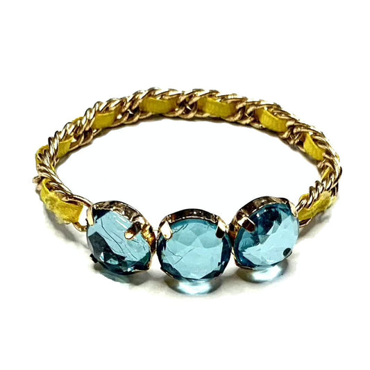 Blue Crystals & Yellow Ribbon Child Bracelet