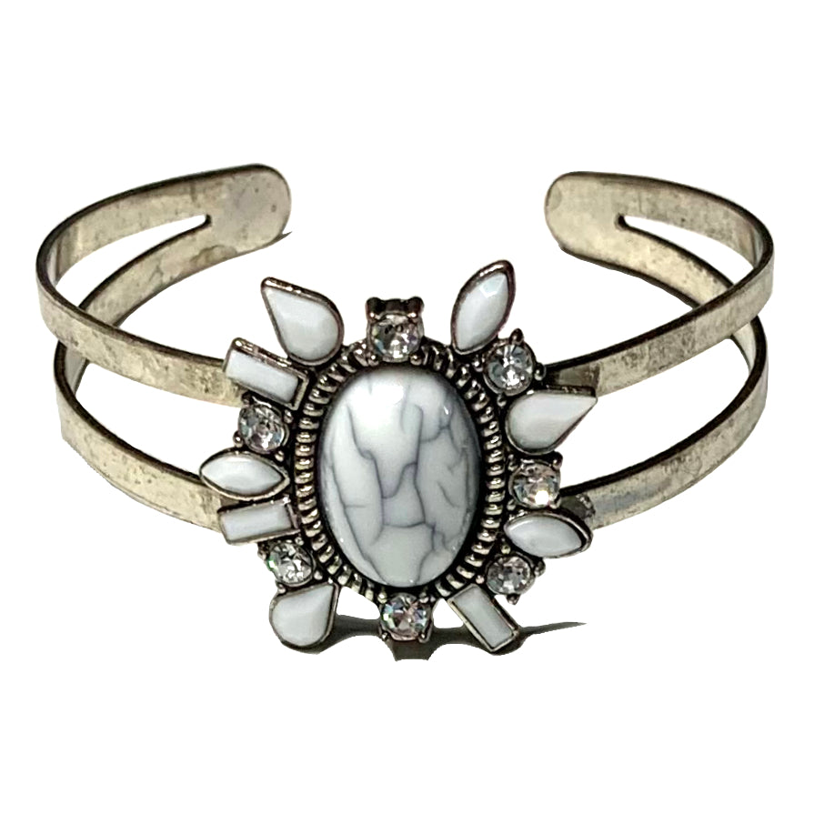 Marble & Crystal Cuff Bracelet