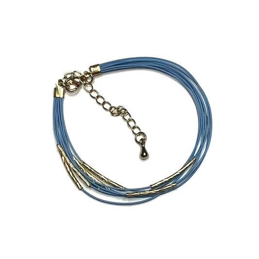 Multi-Strand Blue Cord w/ Gold Foil Bracelet