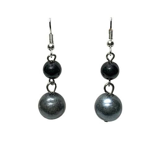Black & Gray Pearl Drop Earrings