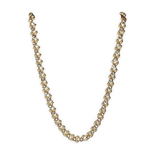 Gold Pearl & Crystal Necklace