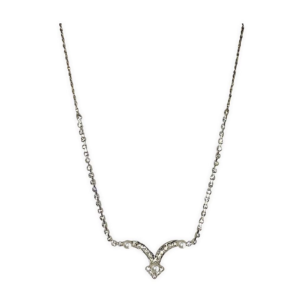 Trio Pearl & Cut Crystals Necklace