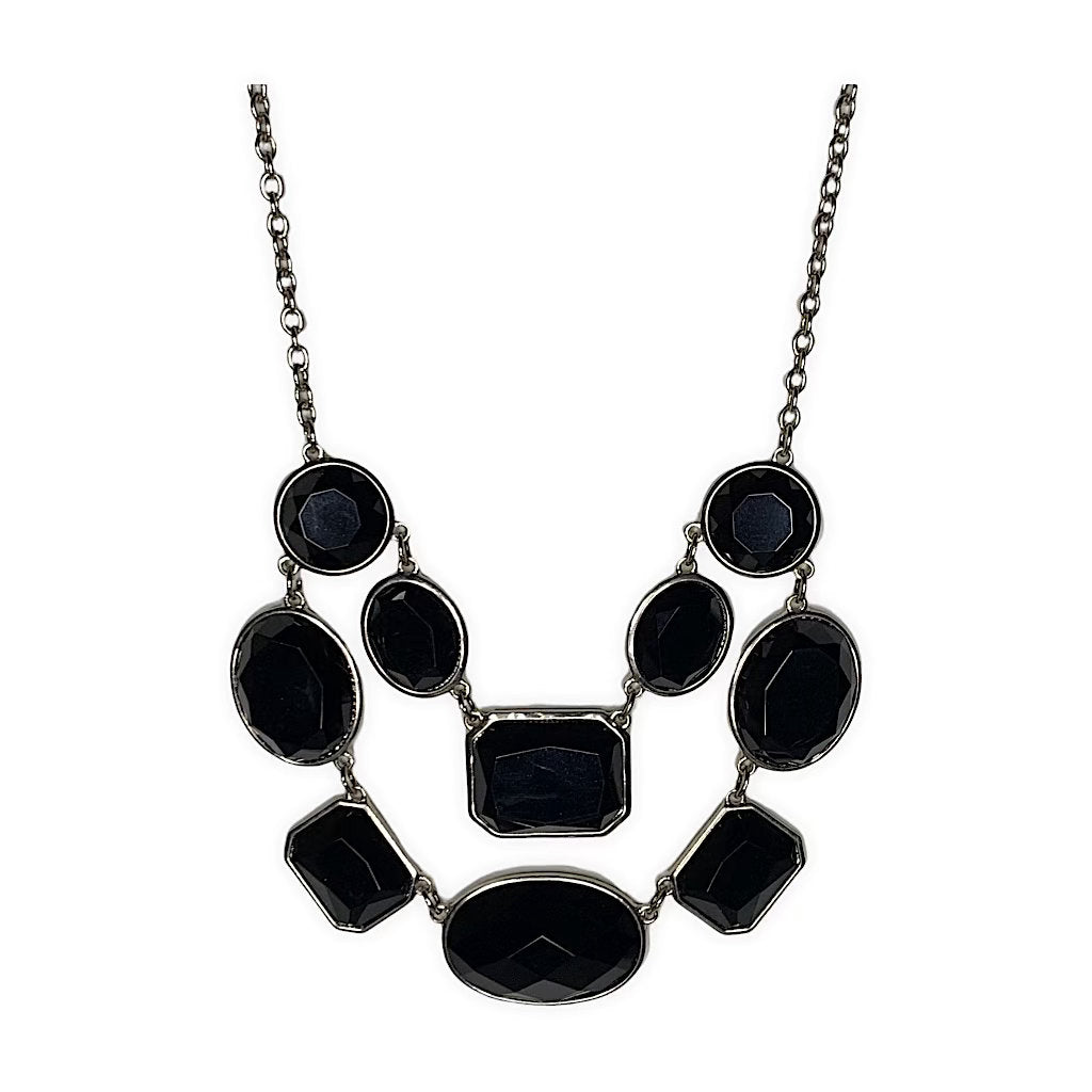 Black Gemstone Statement Necklace