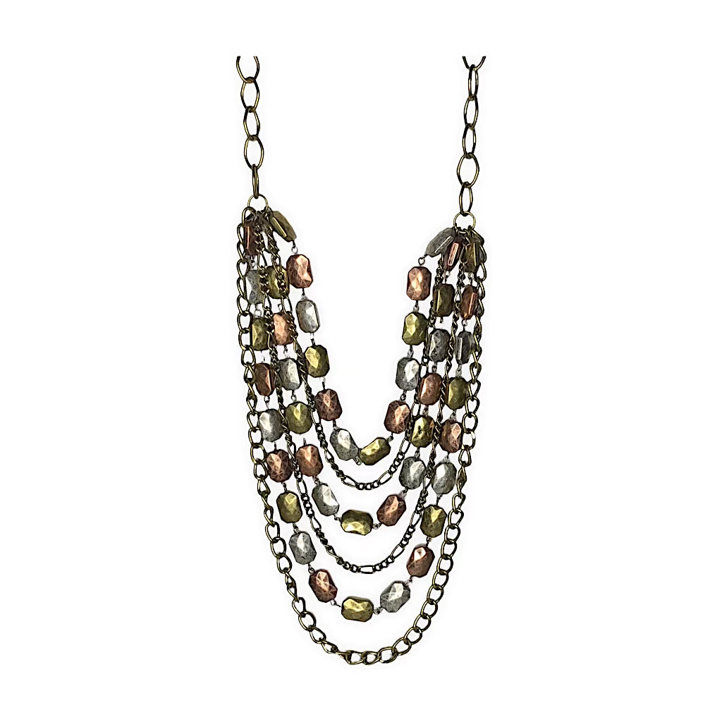 Multi Metal Tone Statement Necklace