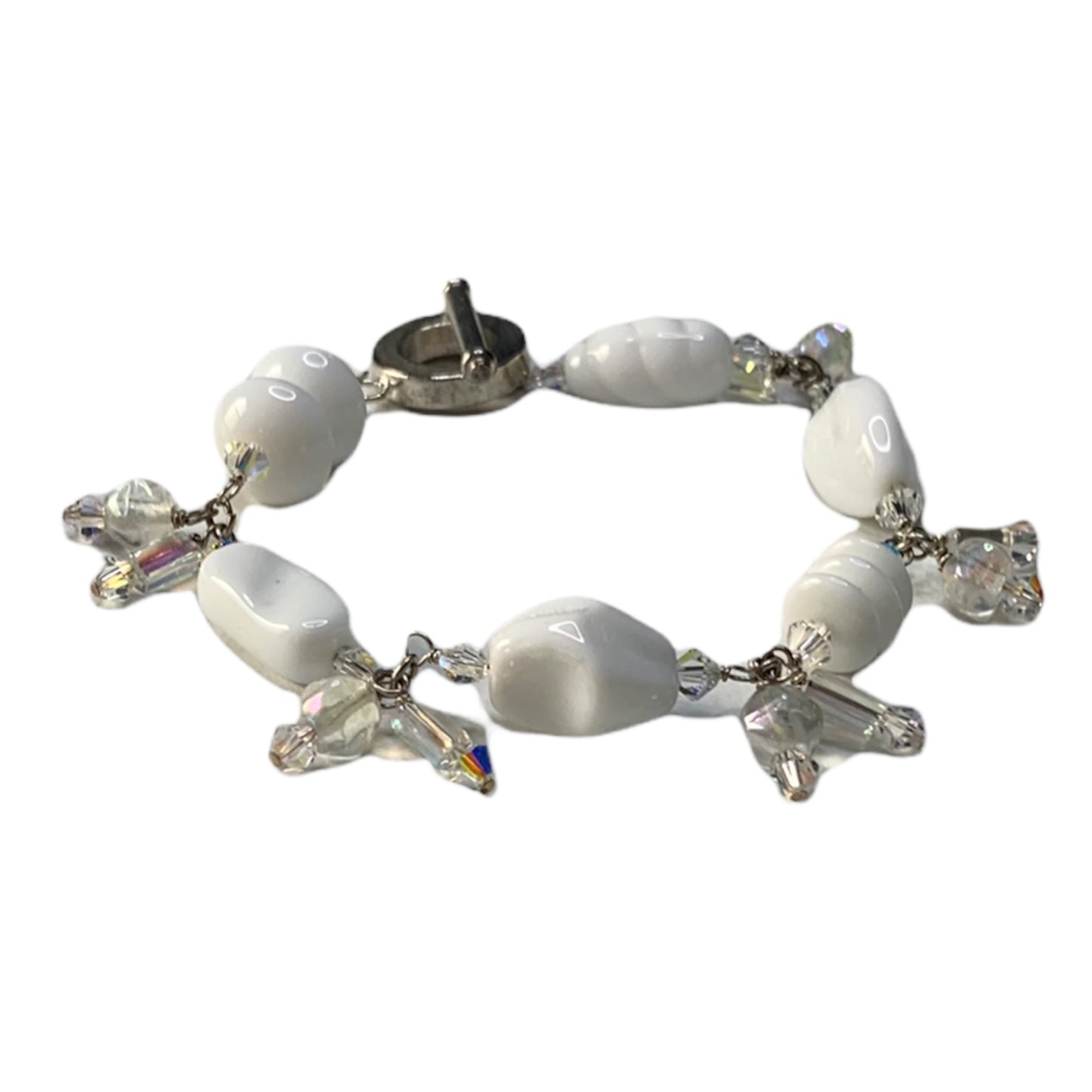 Milk Glass Bead Bracelet