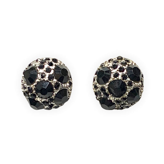 Black Crystal Button Stud Earrings