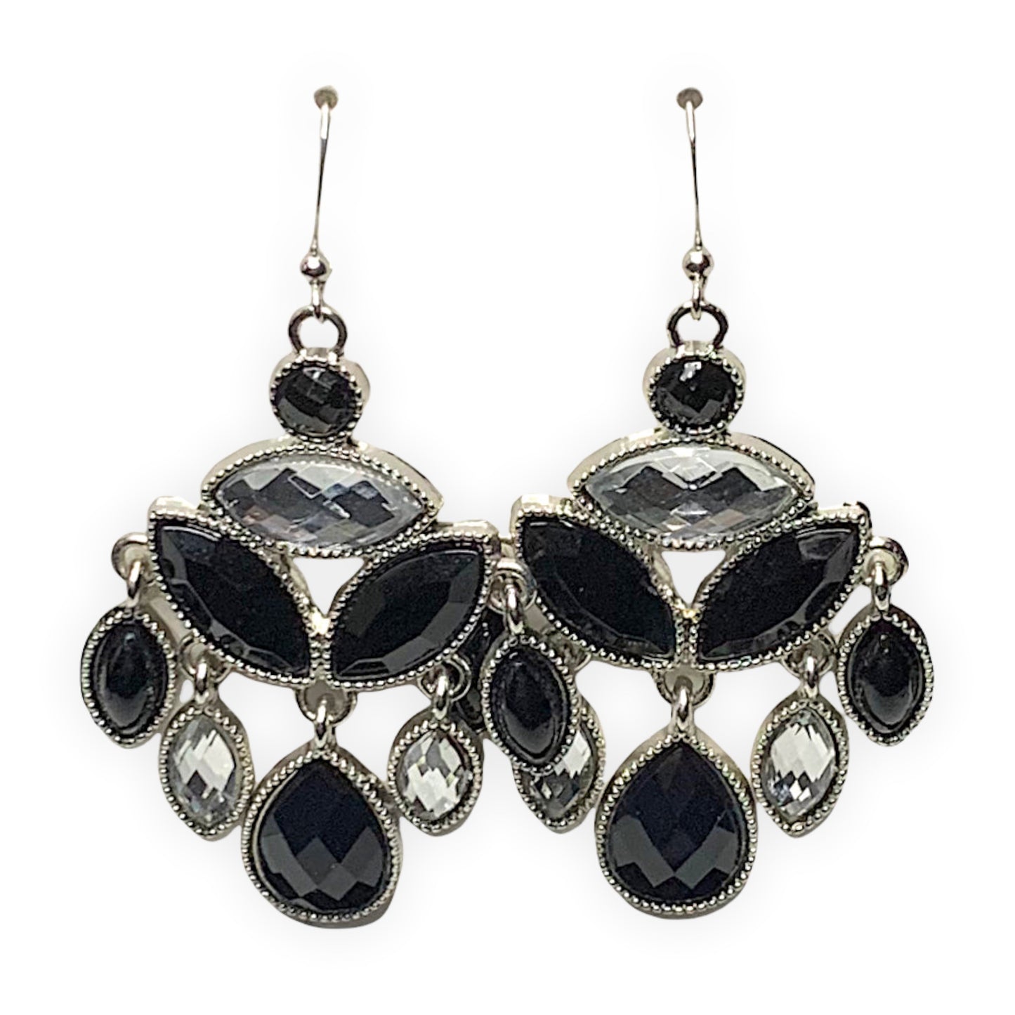 Black & Clear Crystal Chandelier Earrings