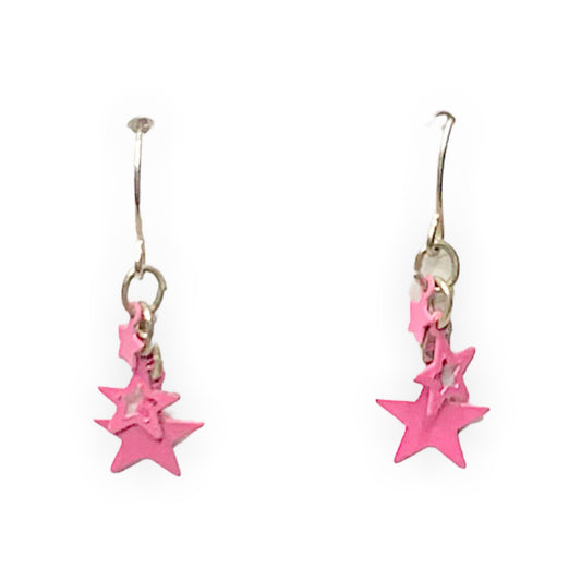 Trio of Pink Star Earrings