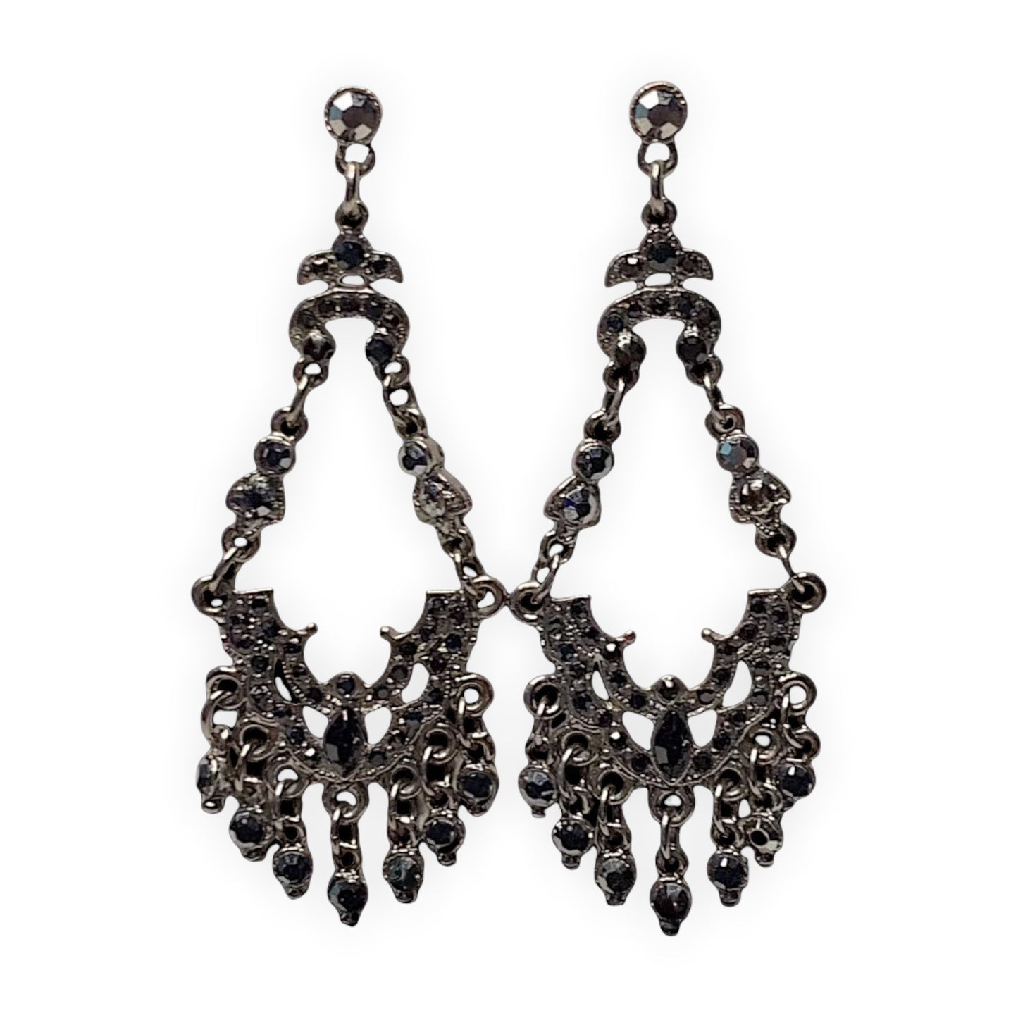 Hematite Crystal Chandelier Drop Earrings