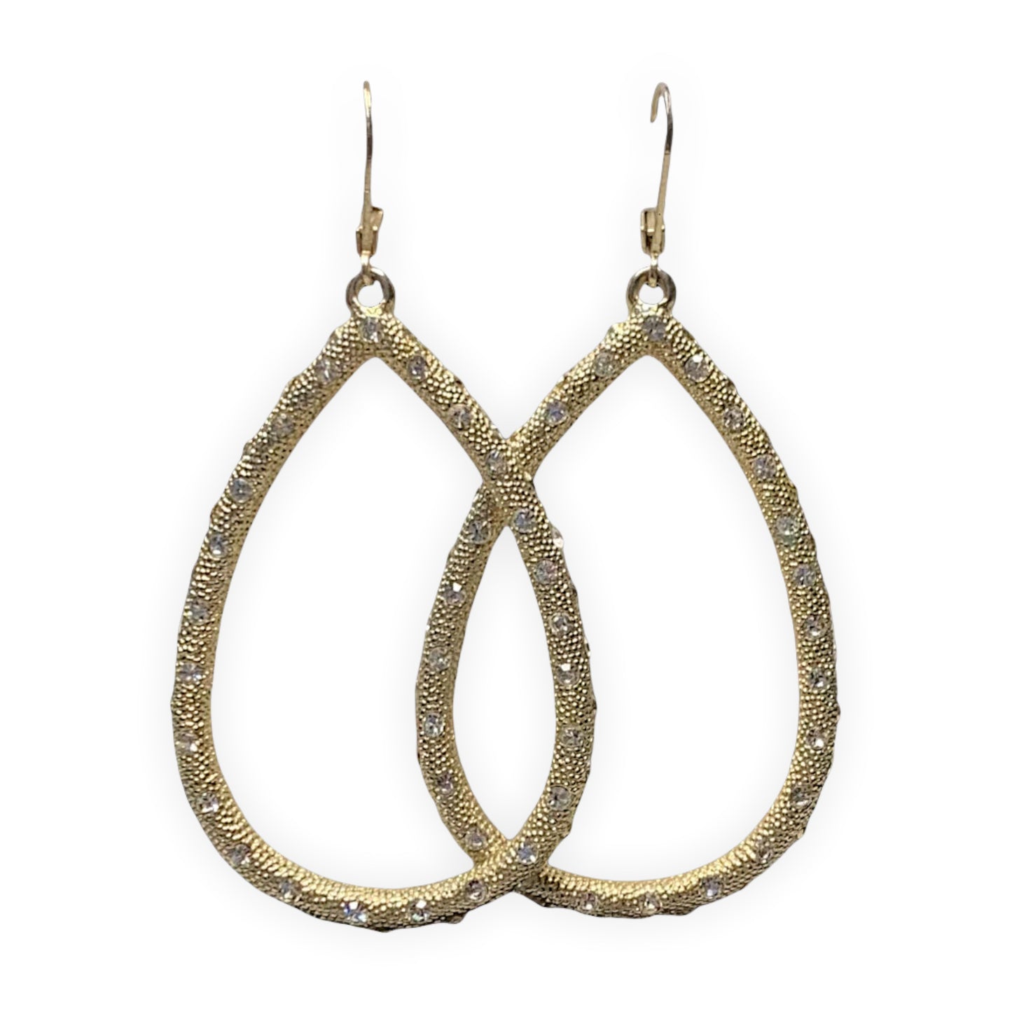 Gold Textured Tear Drop Earrings